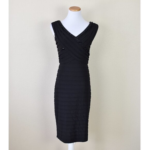 Cache Tiered Black Sheath Formal Dress 6 - Picture 1 of 8